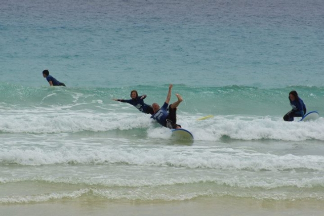 en las olas